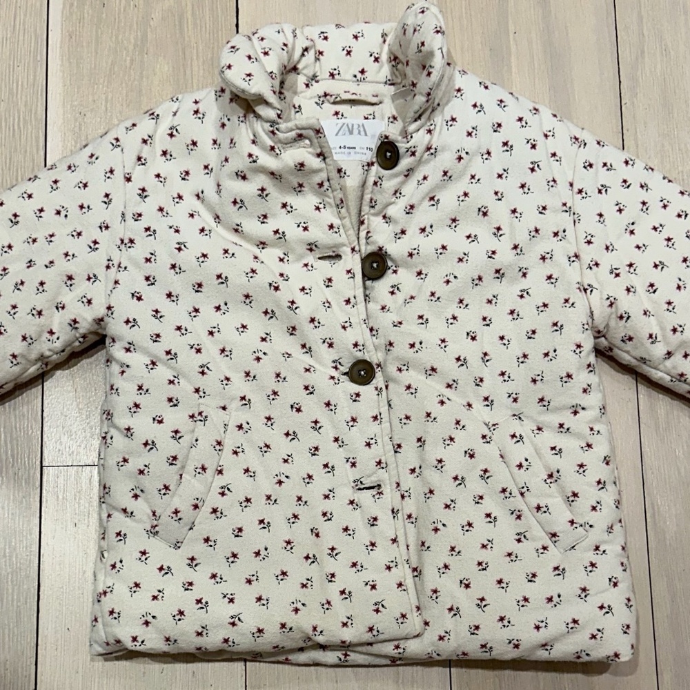 Zara Girls Floral Print Buttoned Jacket 4-5Y